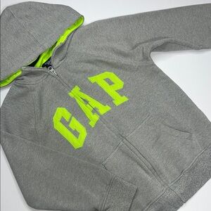 GAP Kids Gray Hoodie with Neon Green Accents